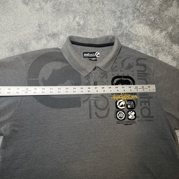 Ecko Unltd Y2K Short Sleeve Men's Grey Polo SZ 2XL Embroidered Street Wear - Picture 7 of 16